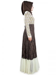 Womens Abaya Brown Color Fancy