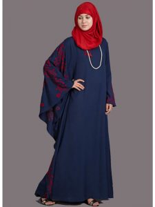 Womens Abaya Red Color Embroidery Wear