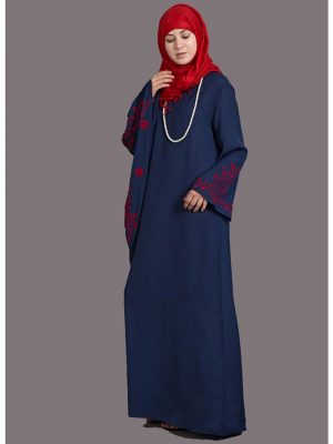 Womens Abaya Red Color Embroidery Wear