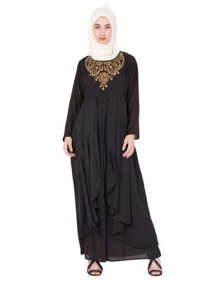 Womens Abaya Black Color Embroidery Wear