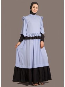 Womens Abaya Blue & Black Color Daily Wear