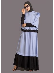 Womens Abaya Blue & Black Color Daily Wear