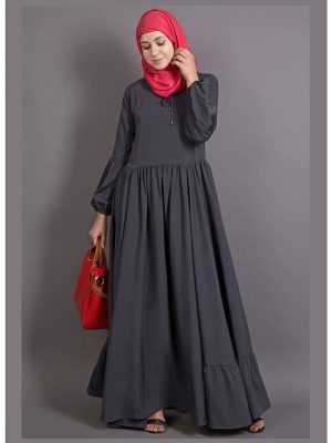 Womens Abaya Grey Color Casual Wear