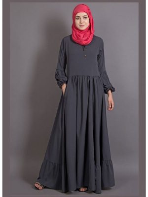 Womens Abaya Grey Color Casual Wear