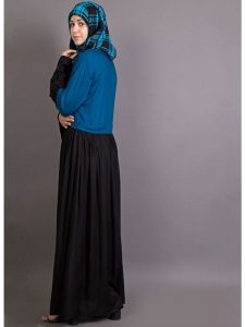 Womens Abaya Turquoise & Black Color Embroidery Wear