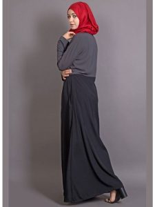 Womens Abaya Grey & Black Color Casual Wear