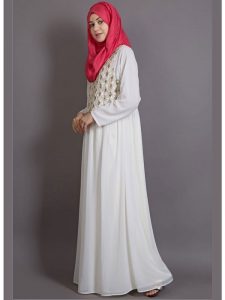 Womens Abaya Off White Color Embroidery Wear