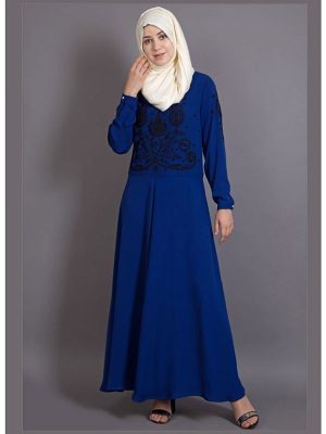 Womens Abaya Blue & Black Color Embroidery Wear