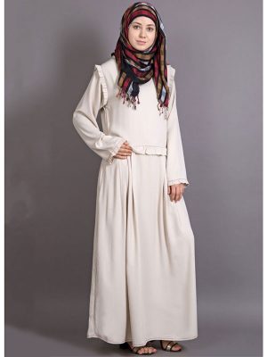 Womens Abaya Off White Color Formal Wear