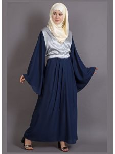 Womens Abaya Silver & Blue Color Daily Wear
