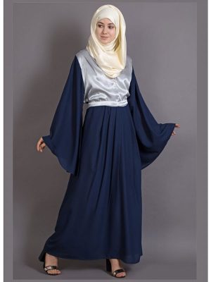 Womens Abaya Silver & Blue Color Daily Wear