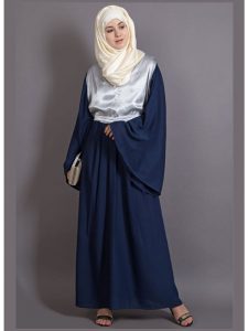 Womens Abaya Silver & Blue Color Daily Wear