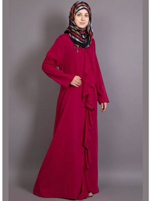 Womens Abaya Maroon Color Casual Wear