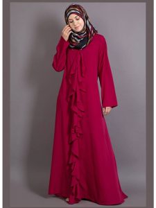Womens Abaya Maroon Color Casual Wear
