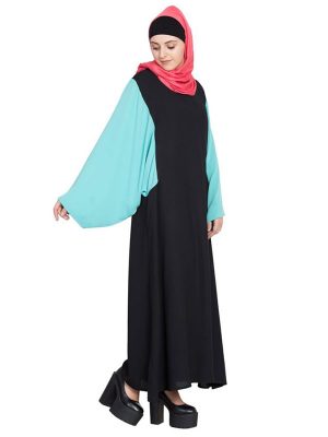 Womens Abaya Black & Blue Color Casual Wear