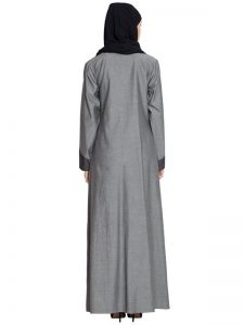 Womens Abaya Grey & Black Color Casual Wear