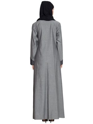 Womens Abaya Grey & Black Color Casual Wear