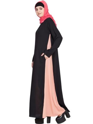 Womens Abaya Black & Orange Color Attractive