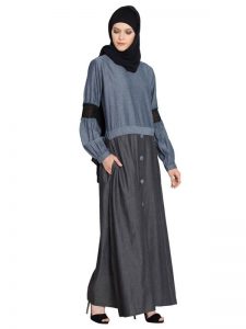 Womens Abaya Blue & Black Color Casual Wear