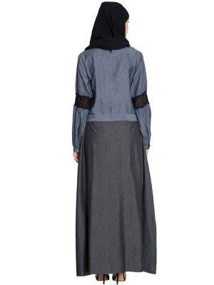 Womens Abaya Blue & Black Color Casual Wear