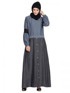 Womens Abaya Blue & Black Color Casual Wear