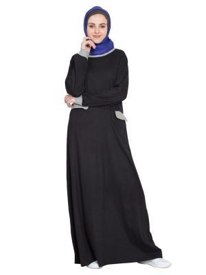 Womens Abaya Black & Grey Color Attractive
