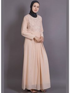 Womens Abaya Orange Color Embroidery Wear