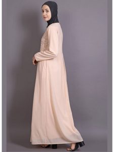 Womens Abaya Orange Color Embroidery Wear