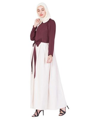 Womens Abaya Maroon & Cream Color Attractive