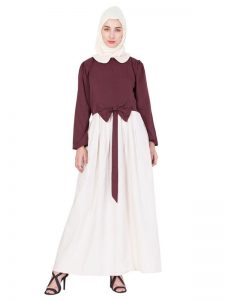 Womens Abaya Maroon & Cream Color Attractive