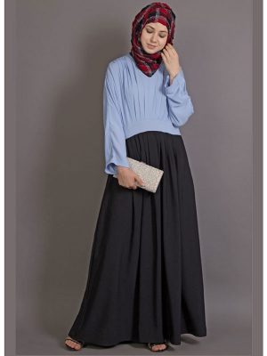 Womens Abaya Blue & Black Color Casual Wear