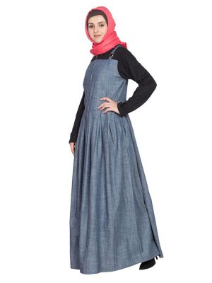 Womens Abaya Blue & Black Color Designer Wear