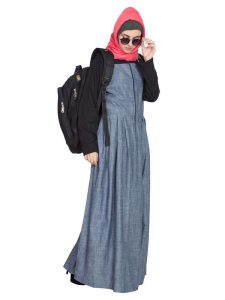 Womens Abaya Blue & Black Color Designer Wear