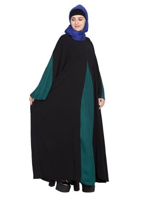 Womens Abaya Black & Green Color Casual Wear