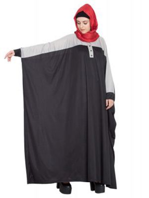 Womens Abaya Grey & Black Color Daily Wear