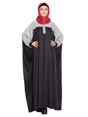 Womens Abaya Grey & Black Color Daily Wear
