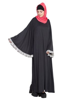 Womens Abaya Black & Grey Color Fancy