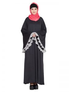 Womens Abaya Black & Grey Color Fancy