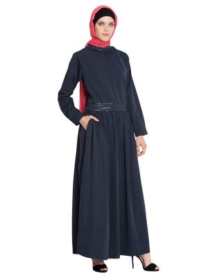 Womens Abaya Blue Color Evening Dress