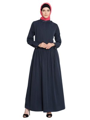 Womens Abaya Blue Color Evening Dress