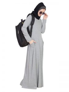 Womens Abaya Grey Color Casual Wear