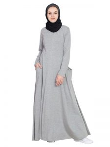 Womens Abaya Grey Color Casual Wear