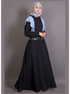 Womens Abaya Black & Blue Color Fancy