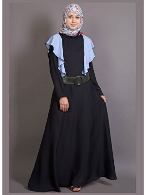 Womens Abaya Black & Blue Color Fancy