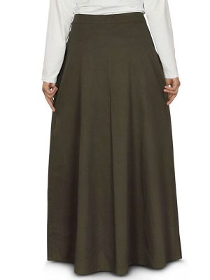 Brown Color Skirt-Poplin Skirt