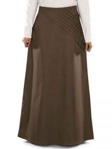 Brown Color Skirt-Poplin Skirt