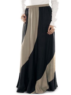 Black And Brwon Color Skirt-Rayon Skirt