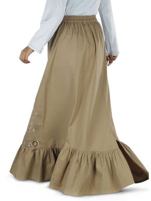 Brown Color Skirt-Poplin Skirt