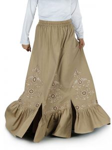 Brown Color Skirt-Poplin Skirt