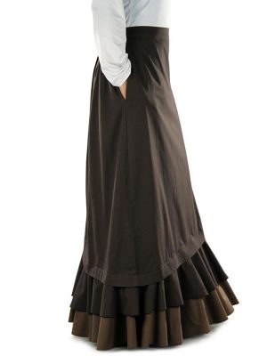 Brown Color Skirt-Poplin Skirt